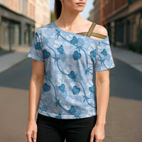 Anthurium Pikake Ti Leaf Palaka Cross Shoulder Shirt Blue Version