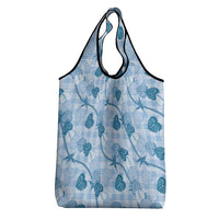 Anthurium Pikake Ti Leaf Palaka Grocery Bag Blue Version LT01 - Polynesian Pride