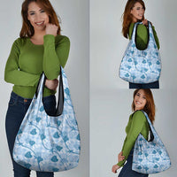 Anthurium Pikake Ti Leaf Palaka Grocery Bag Blue Version LT01 - Polynesian Pride
