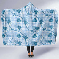 Anthurium Pikake Ti Leaf Palaka Hooded Blanket Blue Version LT01 One Size Blue - Polynesian Pride