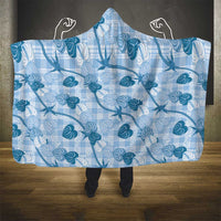 Anthurium Pikake Ti Leaf Palaka Hooded Blanket Blue Version LT01 - Polynesian Pride