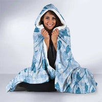 Anthurium Pikake Ti Leaf Palaka Hooded Blanket Blue Version LT01 - Polynesian Pride