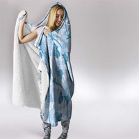 Anthurium Pikake Ti Leaf Palaka Hooded Blanket Blue Version LT01 - Polynesian Pride