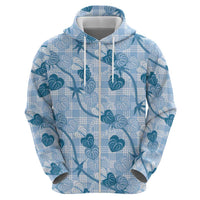 Anthurium Pikake Ti Leaf Palaka Hoodie Blue Version