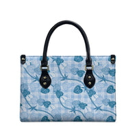 Anthurium Pikake Ti Leaf Palaka Leather Bag Blue Version LT01 - Polynesian Pride