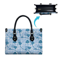 Anthurium Pikake Ti Leaf Palaka Leather Bag Blue Version LT01 - Polynesian Pride