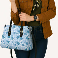 Anthurium Pikake Ti Leaf Palaka Leather Bag Blue Version LT01 - Polynesian Pride