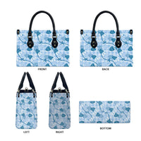 Anthurium Pikake Ti Leaf Palaka Leather Bag Blue Version LT01 - Polynesian Pride