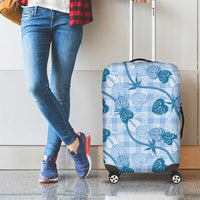 Anthurium Pikake Ti Leaf Palaka Luggage Cover Blue Version LT01 - Polynesian Pride