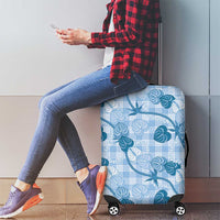 Anthurium Pikake Ti Leaf Palaka Luggage Cover Blue Version LT01 - Polynesian Pride