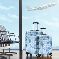 Anthurium Pikake Ti Leaf Palaka Luggage Cover Blue Version LT01 - Polynesian Pride
