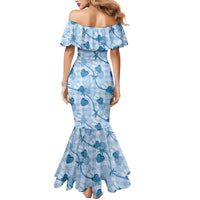 Anthurium Pikake Ti Leaf Palaka Mermaid Dress Blue Version
