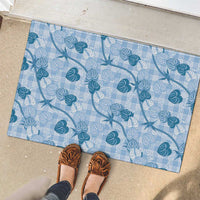 Anthurium Pikake Ti Leaf Palaka Rubber Doormat Blue Version
