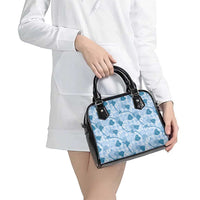 Anthurium Pikake Ti Leaf Palaka Shoulder Handbag Blue Version LT01 - Polynesian Pride