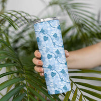 Anthurium Pikake Ti Leaf Palaka Skinny Tumbler Blue Version