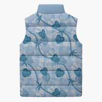 Anthurium Pikake Ti Leaf Palaka Sleeveless Puffer Jacket Blue Version