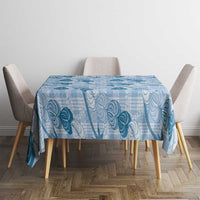 Anthurium Pikake Ti Leaf Palaka Tablecloth Blue Version LT01 - Polynesian Pride