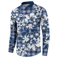 Hibiscus Pakala Cobalt Blue Royal Button Sweatshirt Tropical Floral Stylized - Polynesian Pride