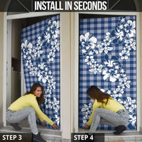 Hibiscus Pakala Cobalt Blue Royal Door Cover Tropical Floral Stylized LT01 - Polynesian Pride