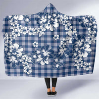 Hibiscus Pakala Cobalt Blue Royal Hooded Blanket Tropical Floral Stylized - Polynesian Pride