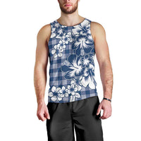 Hibiscus Pakala Cobalt Blue Royal Men Tank Top Tropical Floral Stylized - Polynesian Pride