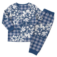 Hibiscus Pakala Cobalt Blue Royal Christmas Pajama Set Tropical Floral Stylized - Polynesian Pride