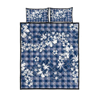 Hibiscus Pakala Cobalt Blue Royal Quilt Bed Set Tropical Floral Stylized - Polynesian Pride