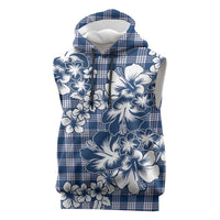 Hibiscus Pakala Cobalt Blue Royal Sleeveless Hoodie Tropical Floral Stylized - Polynesian Pride