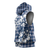 Hibiscus Pakala Cobalt Blue Royal Sleeveless Hoodie Tropical Floral Stylized - Polynesian Pride