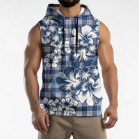 Hibiscus Pakala Cobalt Blue Royal Sleeveless Hoodie Tropical Floral Stylized - Polynesian Pride