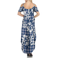 Hibiscus Pakala Cobalt Blue Royal Summer Maxi Dress Tropical Floral Stylized - Polynesian Pride