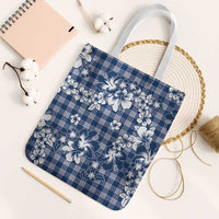 Hibiscus Pakala Cobalt Blue Royal Tote Bag Tropical Floral Stylized LT01 White Strap One Size Blue - Polynesian Pride