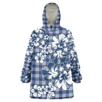 Hibiscus Pakala Cobalt Blue Royal Wearable Blanket Hoodie Tropical Floral Stylized LT01 One Size Blue - Polynesian Pride
