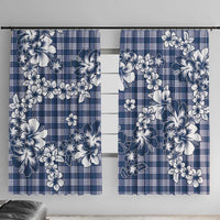 Hibiscus Pakala Cobalt Blue Royal Window Curtain Tropical Floral Stylized - Polynesian Pride