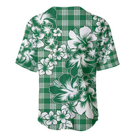 Hibiscus Pakala Emerald Green Baseball Jersey Tropical Floral Stylized - Polynesian Pride