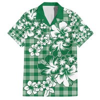 Hibiscus Pakala Emerald Green Family Matching Tank Maxi Dress and Hawaiian Shirt Tropical Floral Stylized - Polynesian Pride