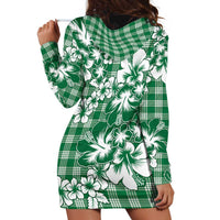 Hibiscus Pakala Emerald Green Hoodie Dress Tropical Floral Stylized - Polynesian Pride