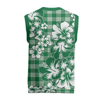 Hibiscus Pakala Emerald Green Christmas Knitted V-Neck Vest Tropical Floral Stylized - Polynesian Pride