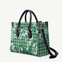 Hibiscus Pakala Emerald Green Leather Bag Tropical Floral Stylized LT01 Green - Polynesian Pride