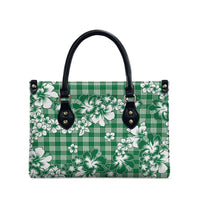Hibiscus Pakala Emerald Green Leather Bag Tropical Floral Stylized LT01 - Polynesian Pride