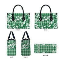 Hibiscus Pakala Emerald Green Leather Bag Tropical Floral Stylized LT01 - Polynesian Pride