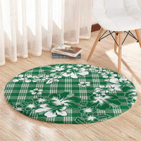 Hibiscus Pakala Emerald Green Round Carpet Tropical Floral Stylized - Polynesian Pride