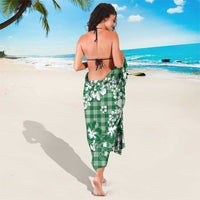 Hibiscus Pakala Emerald Green Sarong Tropical Floral Stylized - Polynesian Pride