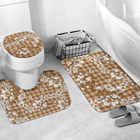 Hibiscus Pakala Bronze Brown Bathroom Set Tropical Floral Stylized LT01 Mat Set Only (3 pcs) One Size Brown - Polynesian Pride