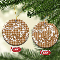 Hibiscus Pakala Bronze Brown Ceramic Ornament Tropical Floral Stylized - Polynesian Pride