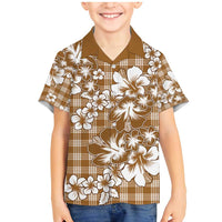 Hibiscus Pakala Bronze Brown Family Matching Mermaid Dress and Hawaiian Shirt Tropical Floral Stylized - Polynesian Pride