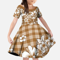 Hibiscus Pakala Bronze Brown Family Matching Summer Maxi Dress and Hawaiian Shirt Tropical Floral Stylized - Polynesian Pride