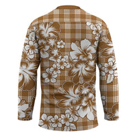 Hibiscus Pakala Bronze Brown Hockey Jersey Tropical Floral Stylized - Polynesian Pride
