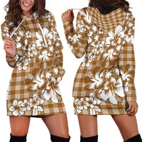 Hibiscus Pakala Bronze Brown Hoodie Dress Tropical Floral Stylized - Polynesian Pride