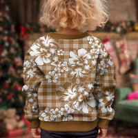 Hibiscus Pakala Bronze Brown Kid Ugly Christmas Sweater Tropical Floral Stylized - Polynesian Pride